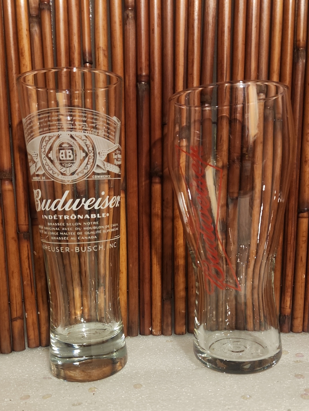 Budweiser Clear Pint Glasses with White and Red Logos